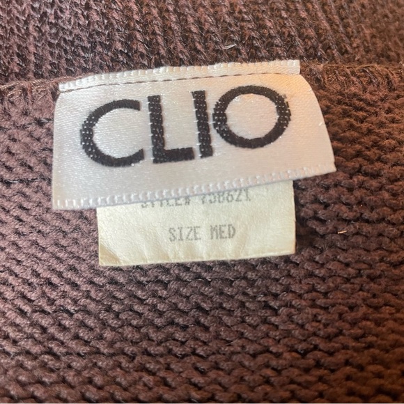 CLIO vintage Women's Brown button down Sweater size medium vintage - Picture 5 of 6